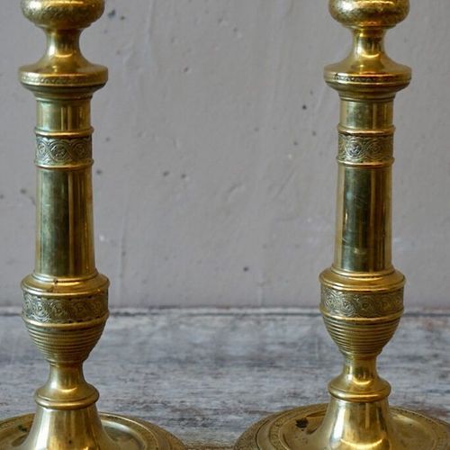 French Empire Brass Candlesticks (Pair)