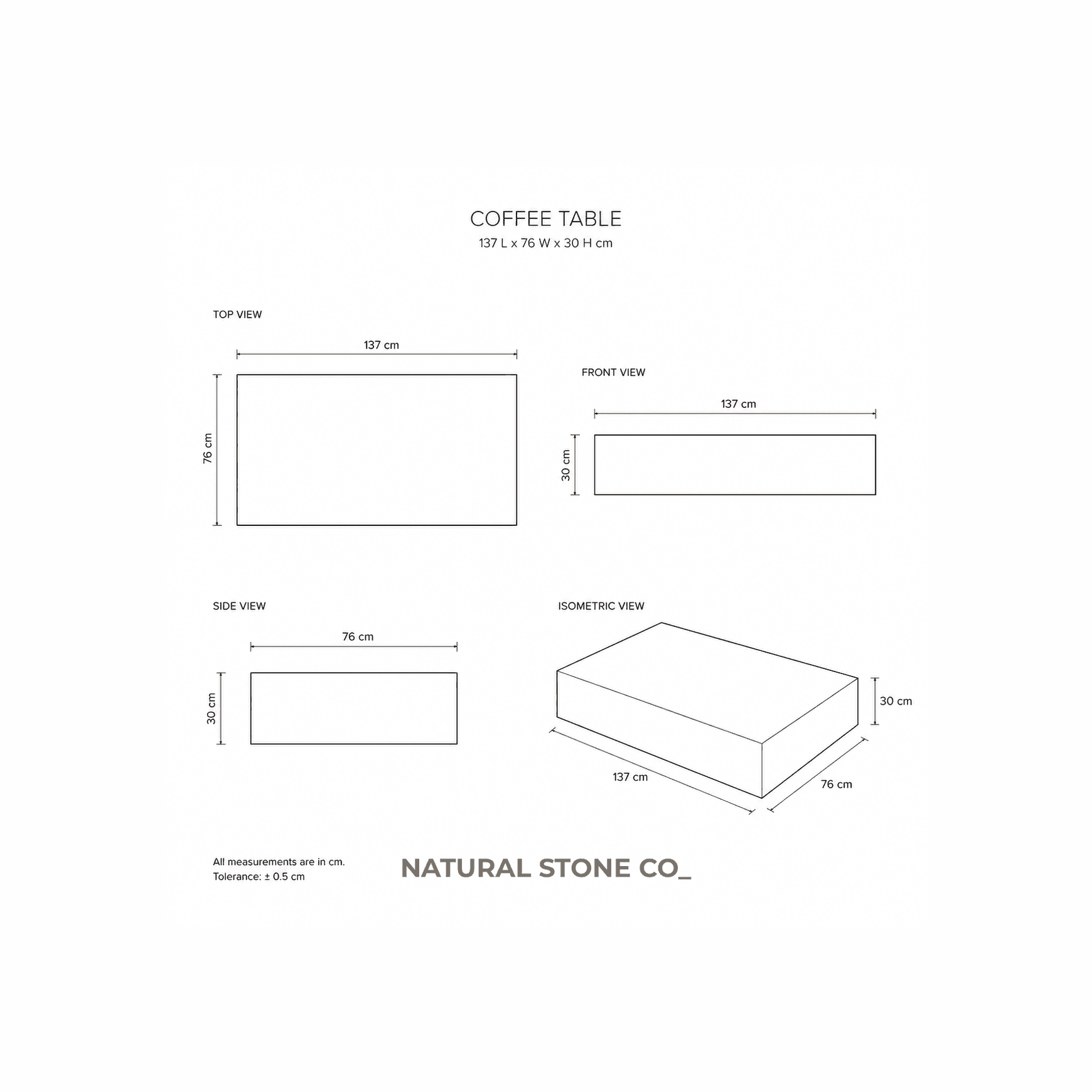 Block Coffee Table - Taj Mahal Quartzite