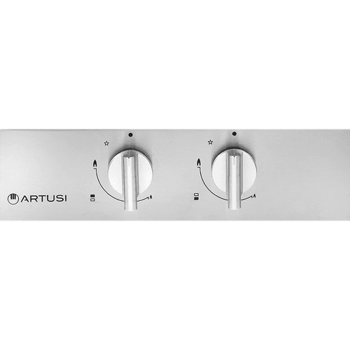 Artusi 30cm Domino Dual Gas Cooktop - With Cast Iron Trivet in Stainless Steel
