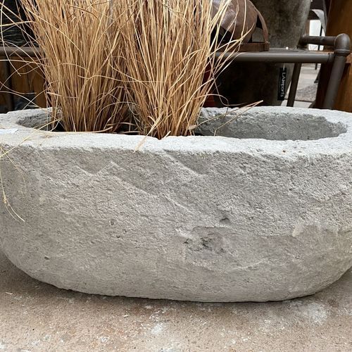 Oval Hand Carved Stone Pot