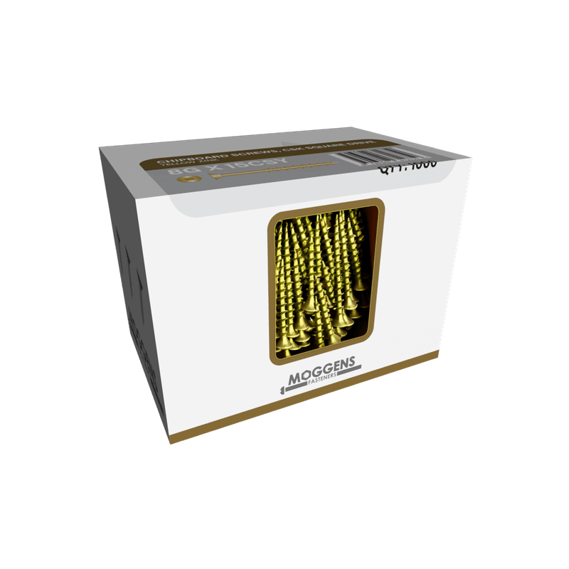 Chipboard Screws - Square Drive - Yellow Zinc