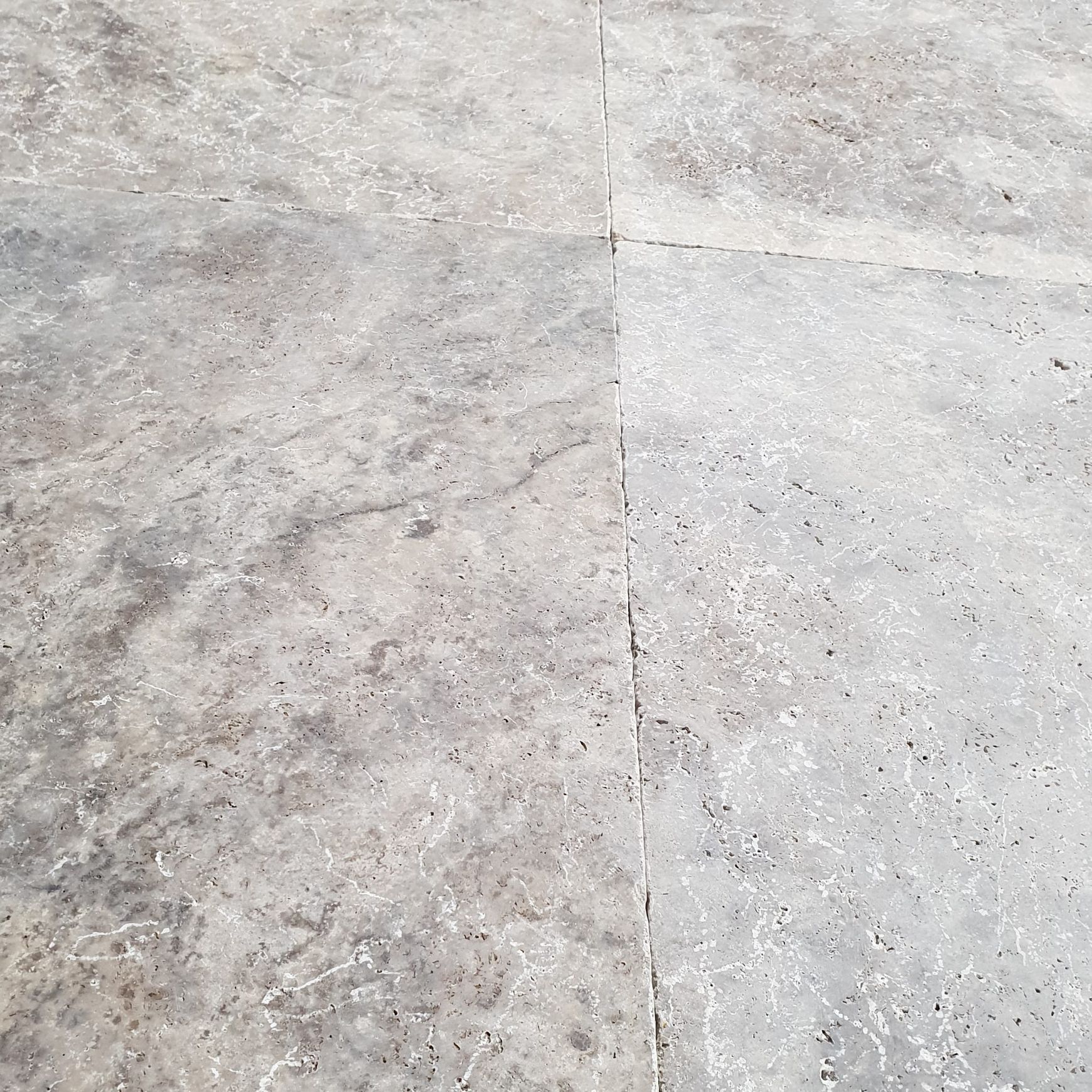 30mm Classic Silver Travertine French Pattern Pavers  - Tumbled & Unfilled  - Select Grade