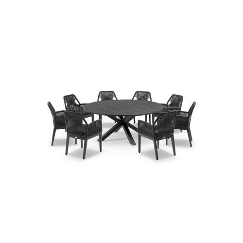Cove Round Cross Leg Dining Table 180cm | Charcoal