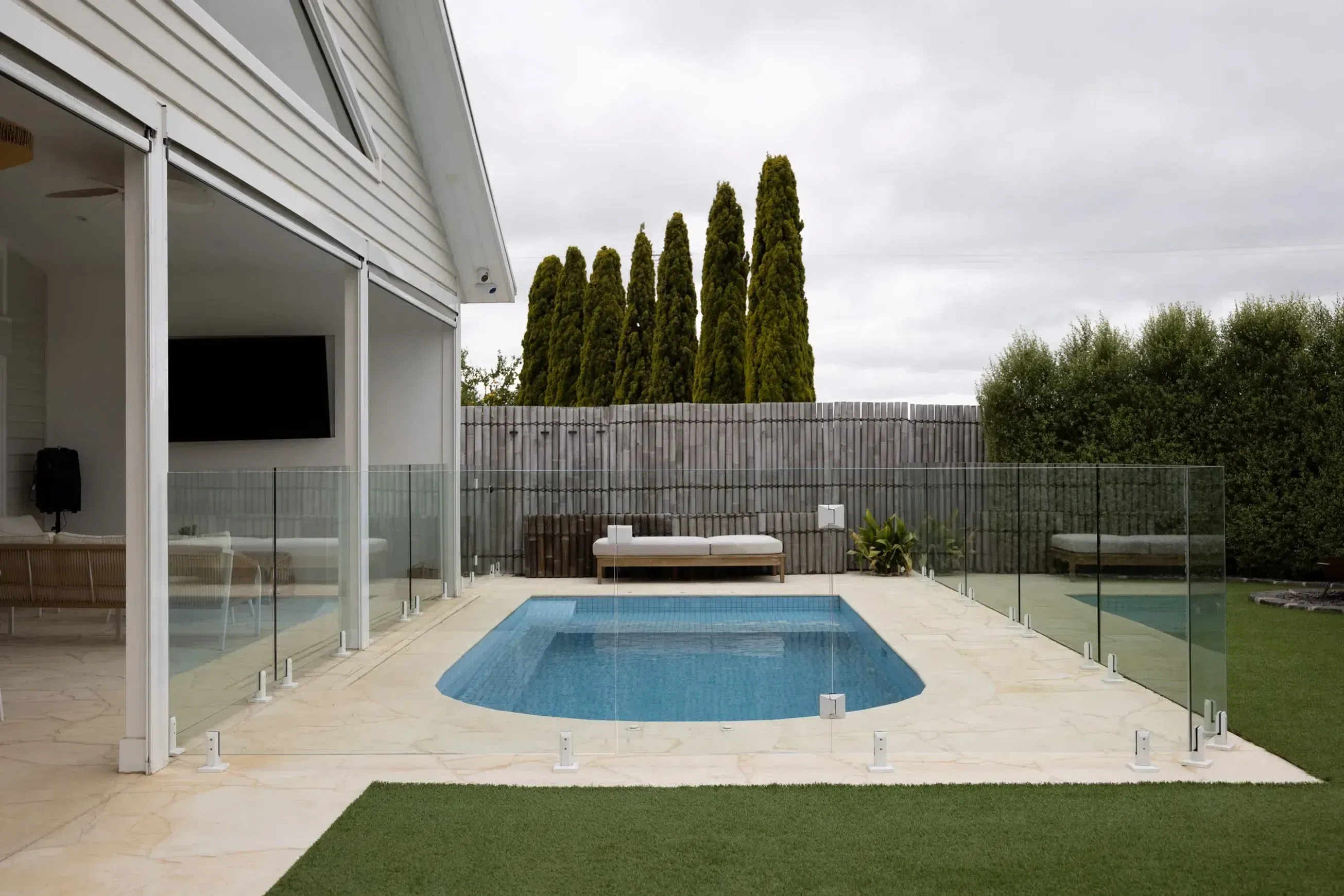 Crema Novelda Sandblasted Limestone Pool Coping