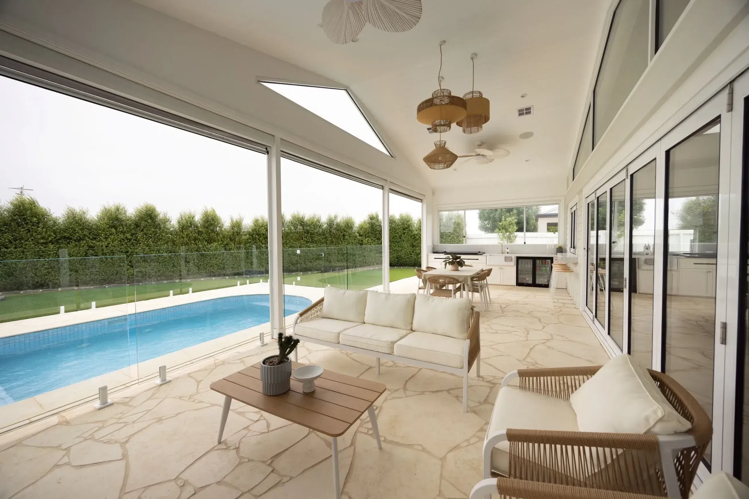 Crema Novelda Sandblasted Limestone Pool Coping