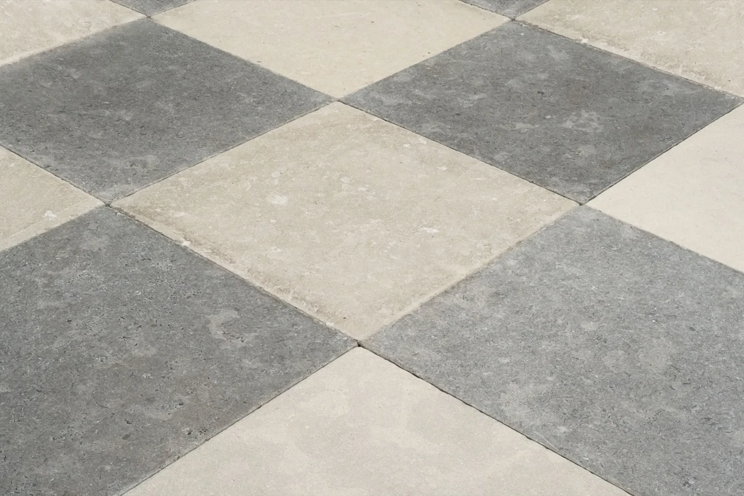 Deux Limestone Checkerboard Tiles