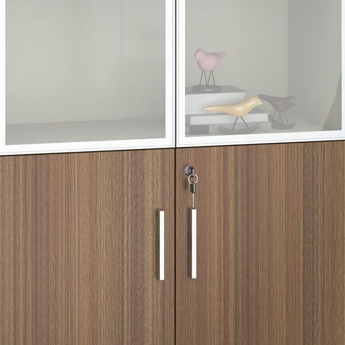 ANDERSON 2 Door Display Unit 80cm - Australian Gold Oak & Beige