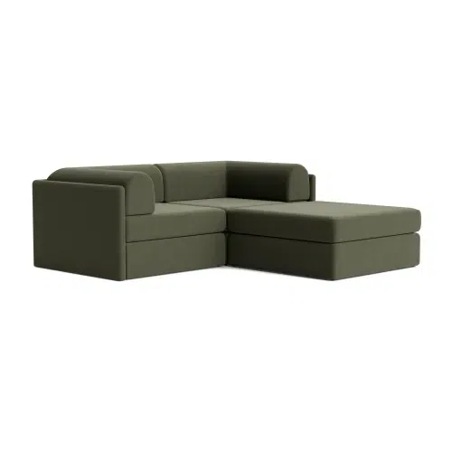 Addy 3 Seater Chaise Sofa - Eden Leaf