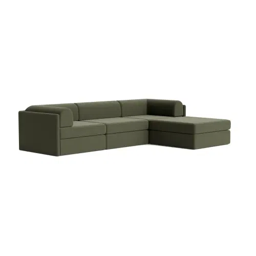 Addy 4 Seater Chaise Sofa - Eden Leaf