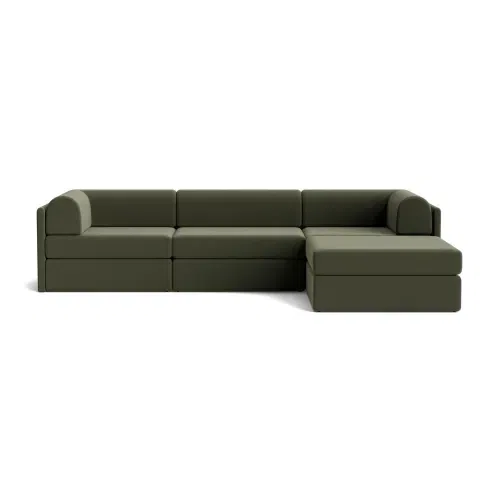 Addy 4 Seater Chaise Sofa - Eden Leaf