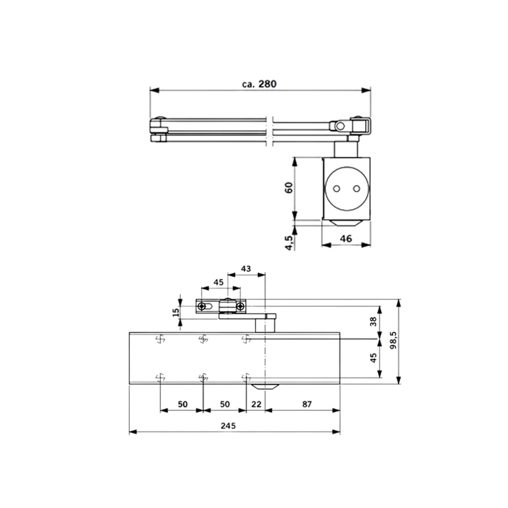 Dorma TS73 EN1-4 Door Closer Non Handed Fire Rated Black 37020419