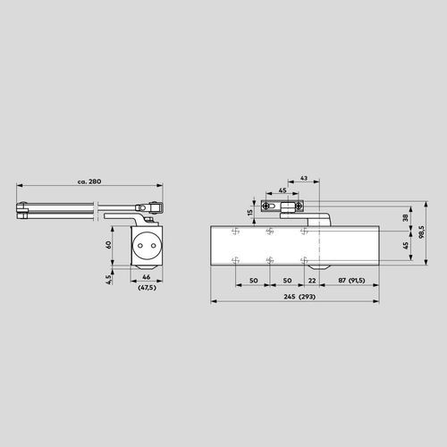 Dorma TS83 EN3-6 Door Closer Fire Rated Gold 38020802