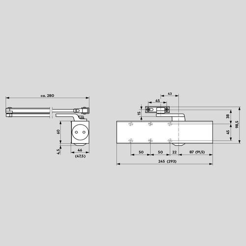 Dorma TS83 EN3-6 Door Closer Fire Rated With Anti-Corrosive Arm Silver 38030301