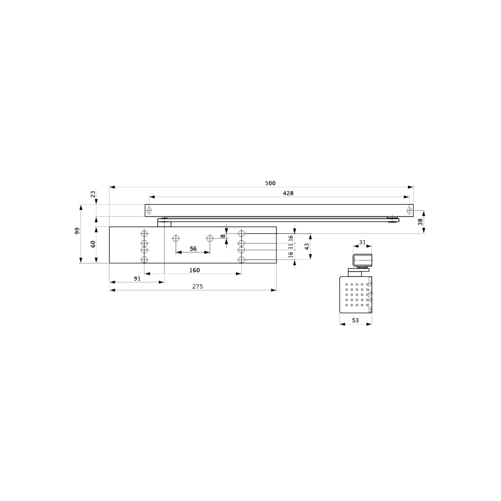 Dorma TS92B EN1-4 Door Closer Pull Side Fire Rated with Arm 42020201
