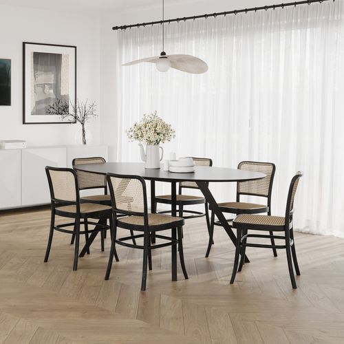Carol Oval Dining Table | Black Oak