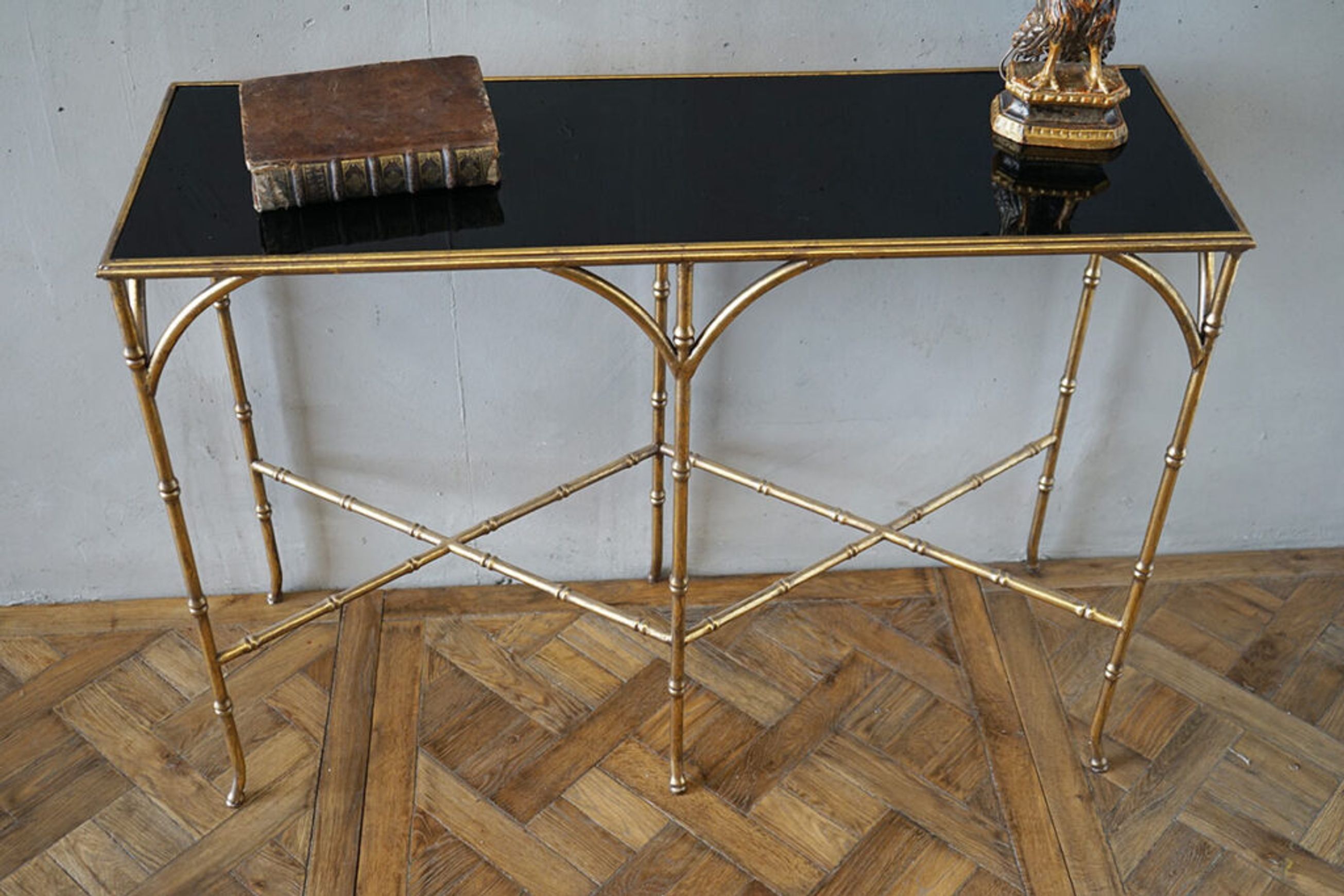 Gilded Iron Faux Bamboo Console