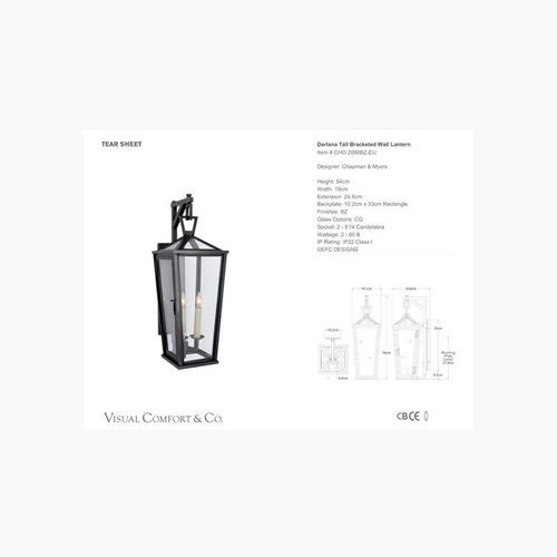 Visual Comfort E. F. Chapman Darlana Small Tall Bracketed Wall Lantern