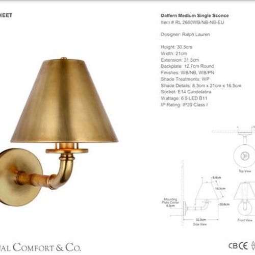 Visual Comfort Lauren Ralph Lauren Dalfern Medium Single Sconce