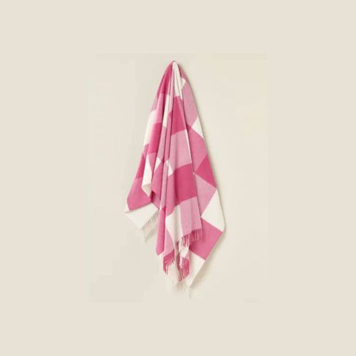 NZ Wool Throw - Checkboard, Pink | 100% Merino Wool