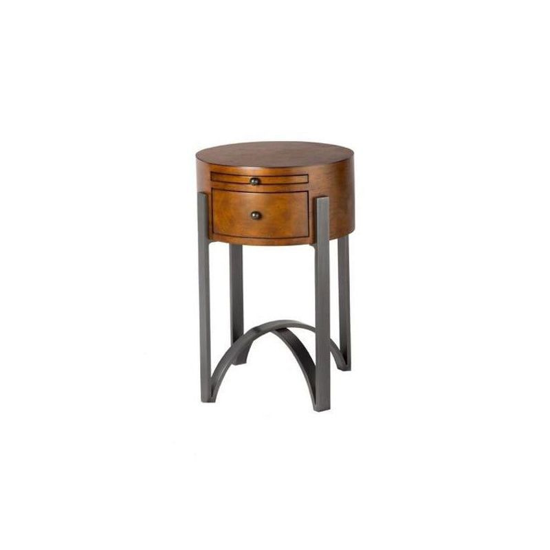 Lillian Circular Side Table in Rubberwood with Bronze Legs