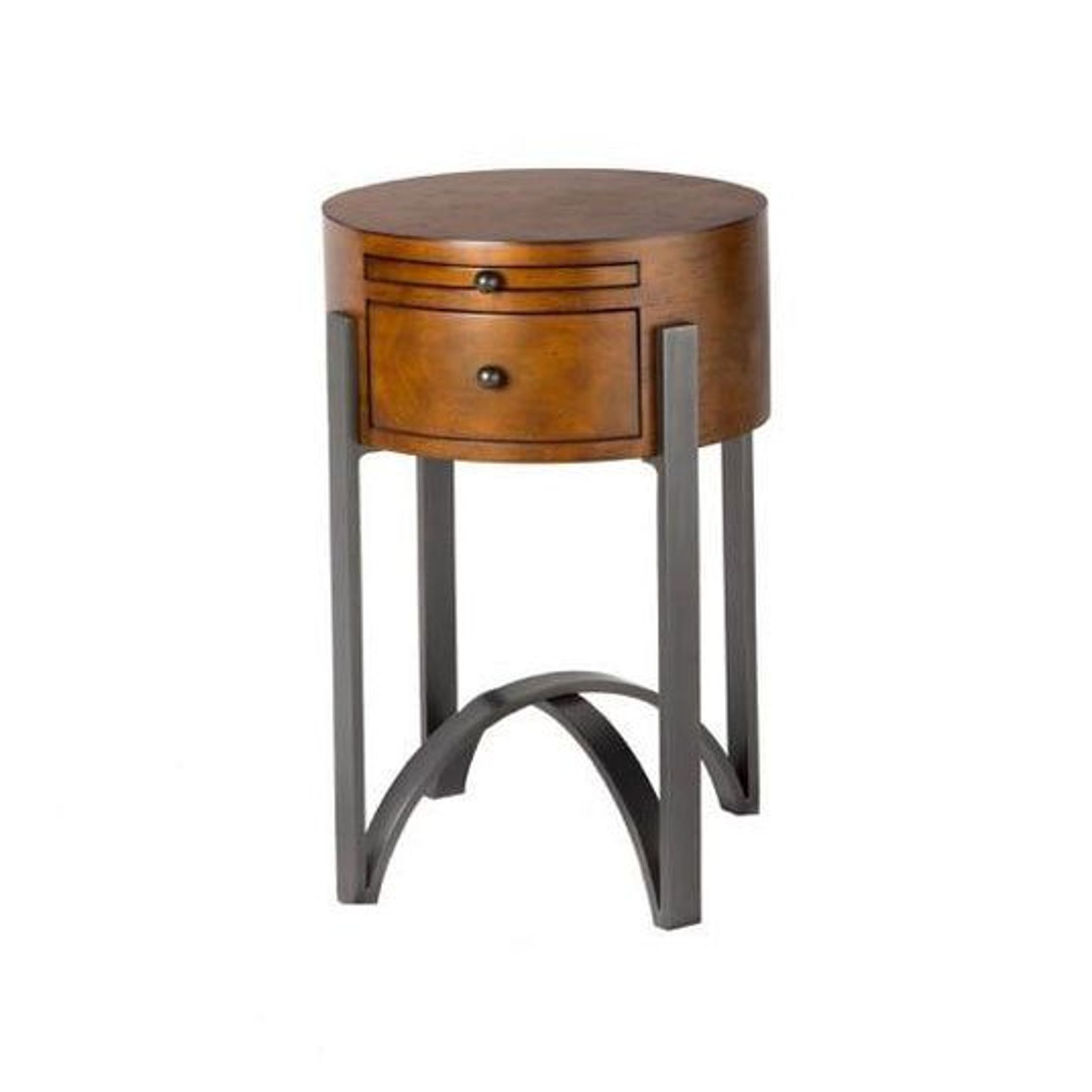 Lillian Circular Side Table in Rubberwood with Bronze Legs