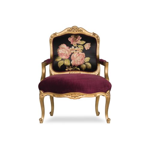 Regal Bordeaux Velvet Armchairs with Golden Accents "Boston"