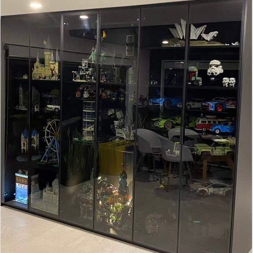 Grey Toughened Clear Glass Soft-stop Hinged Door