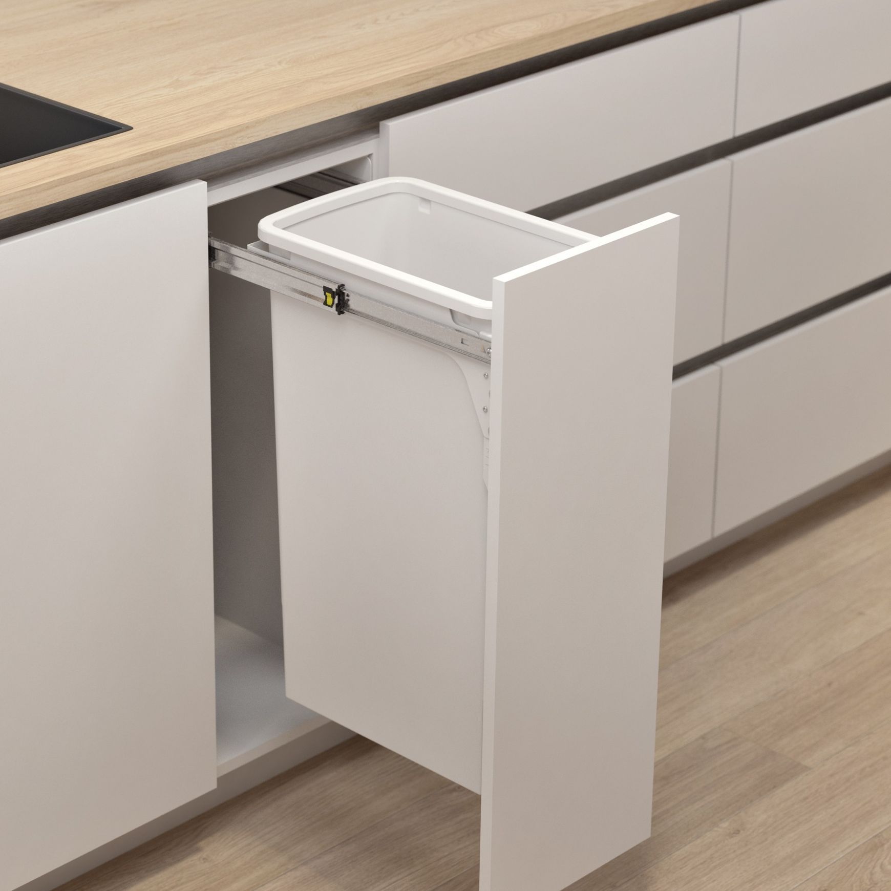 Hideaway Compact Bin 1 x 40L Bucket | Door Pull