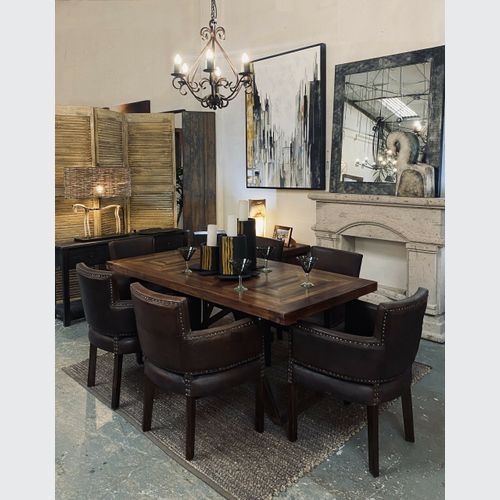 Dylan Dining Table - Tropical Hardwood With Iron Base