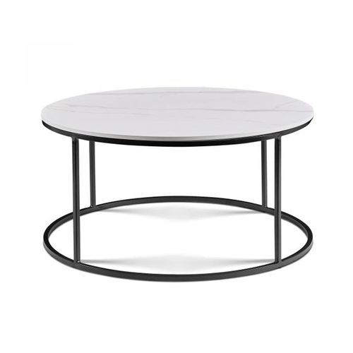 BRANDI Nest of 2 Tables 75/90cm - White Ceramic Marble