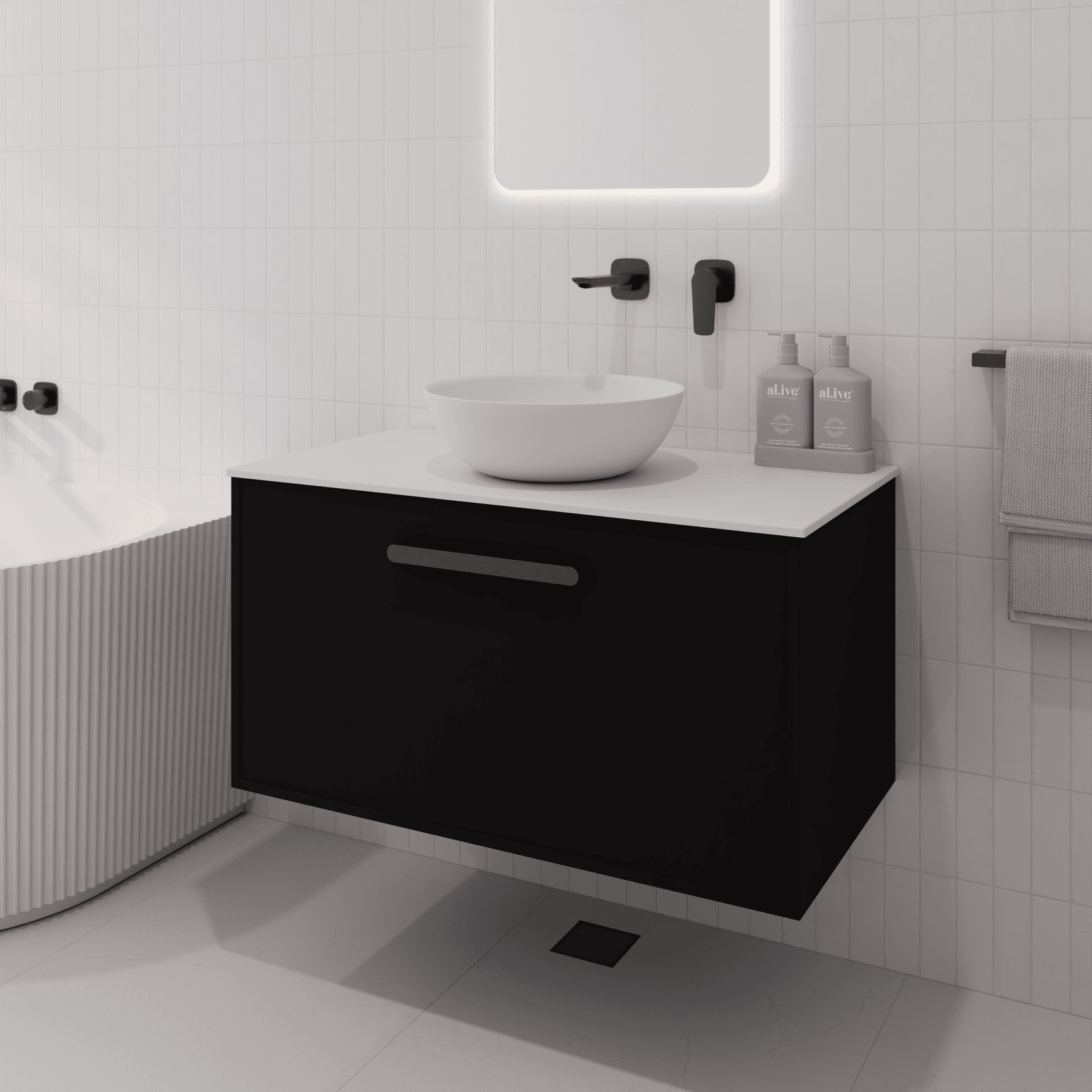 Hako 900 Vanity | Villastone Slab Top