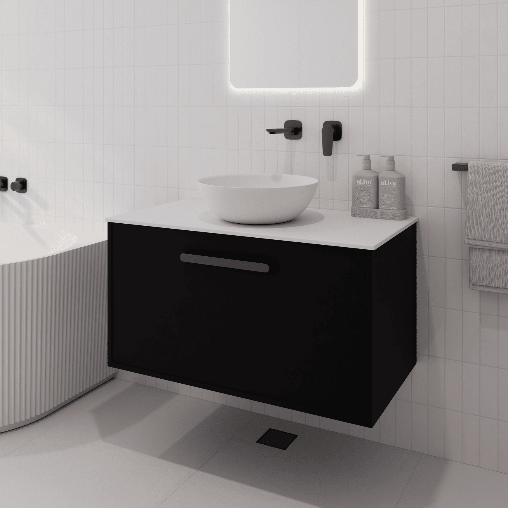 Hako 900 Vanity | Villastone Slab Top