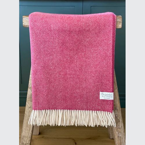 NZ Wool Throw - Herringbone, Candy | 100% Merino Wool
