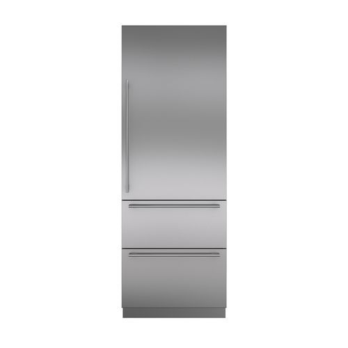 76cm Designer Over-and-Under Refrigerator Freezer with Internal Water Dispenser & Ice Maker