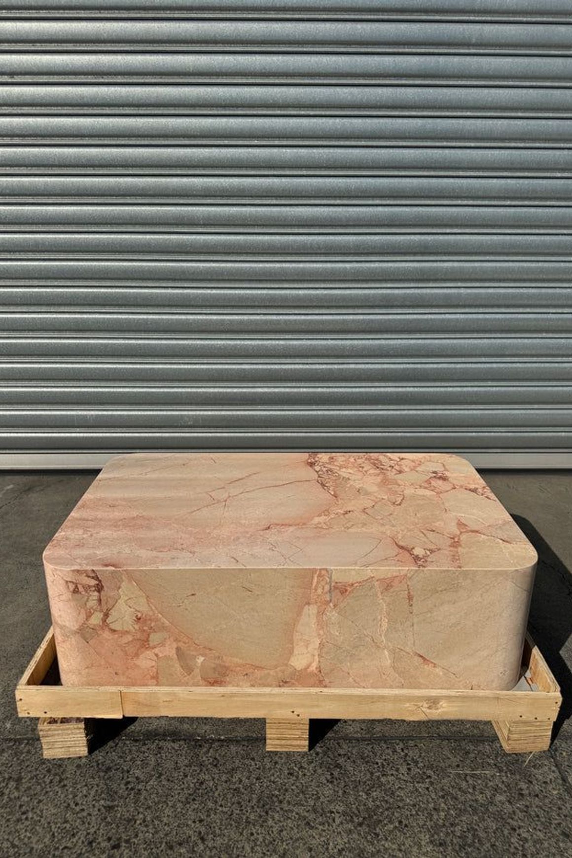 Crescent Corner Coffee Table - Pearl Pink Blush Marble | Natural Stone Co.