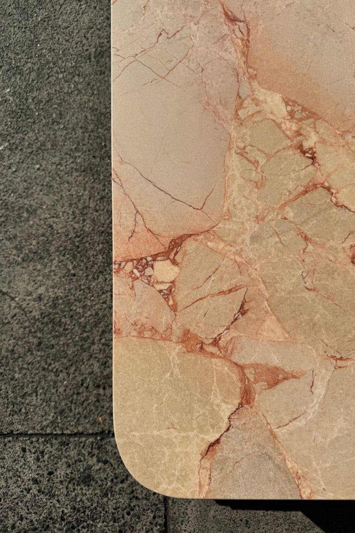 Crescent Corner Coffee Table - Pearl Pink Blush Marble | Natural Stone Co.