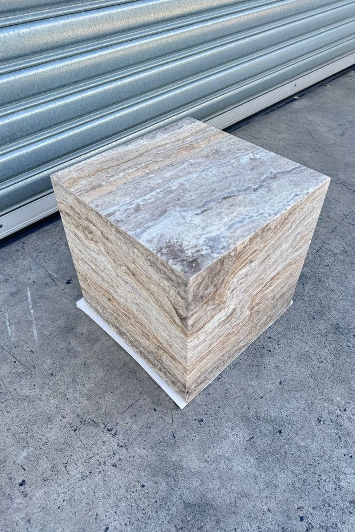 Cube Side Table - Silver Travertine | Natural Stone Co.