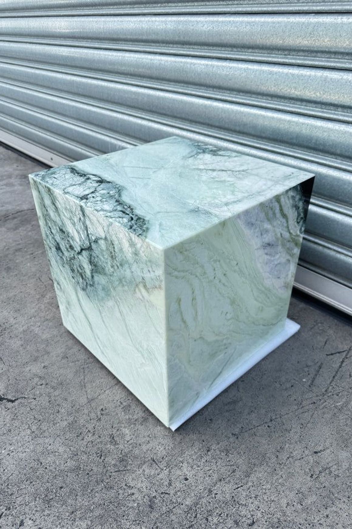 Cube Side Table - Twill Green Marble | Natural Stone Co.
