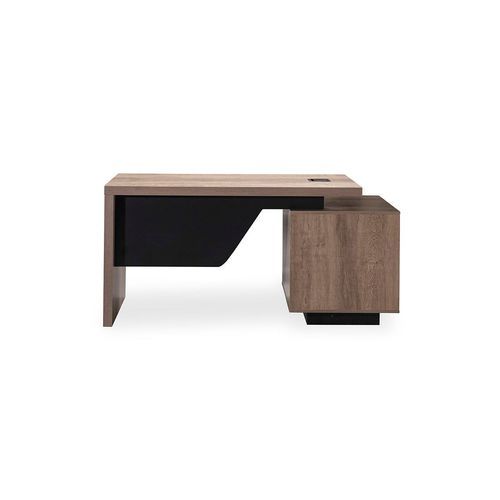 KELLEN Executive Desk with Left Return 1.6-1.8M - Warm Oak & Black