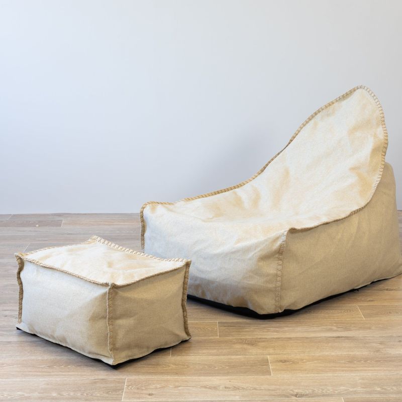 Linen Bean Bag and Ottoman - Natural