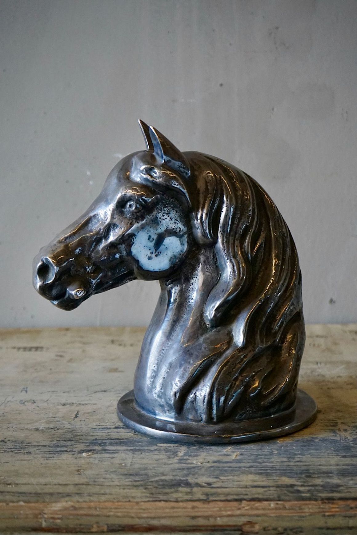 Vintage French Silvered Bronze Horse Head
