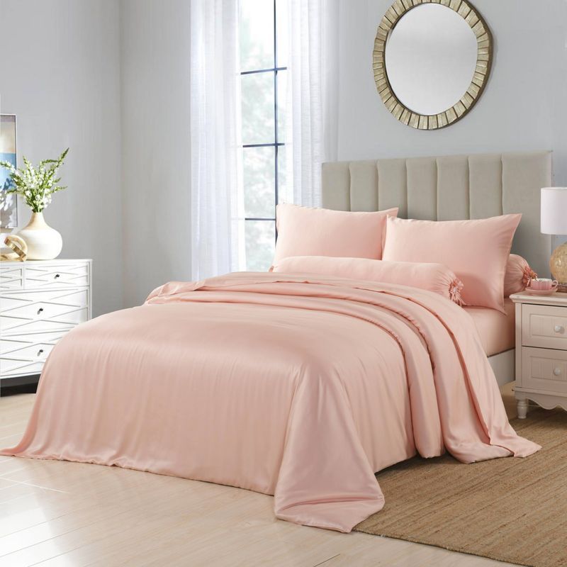 Silky Soft Bamboo Sheet Set - Soft Coral Pink