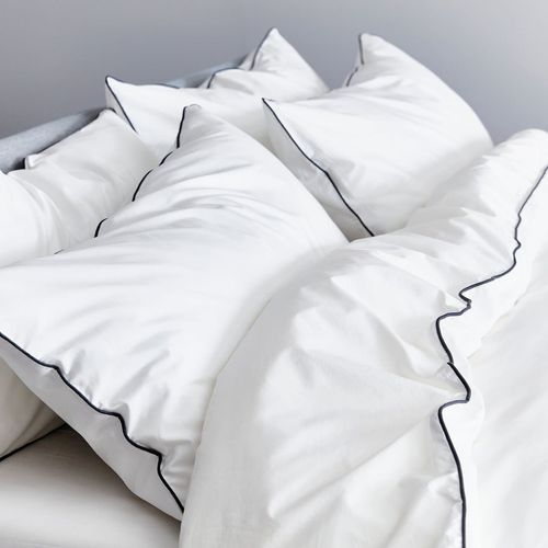Plaza Collection White Quilt Cover Set - Black Piping
