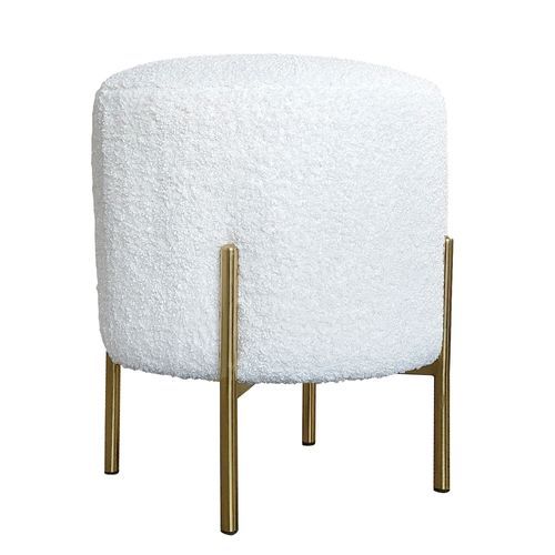 Boucle Ottoman Stool - Gold Frame