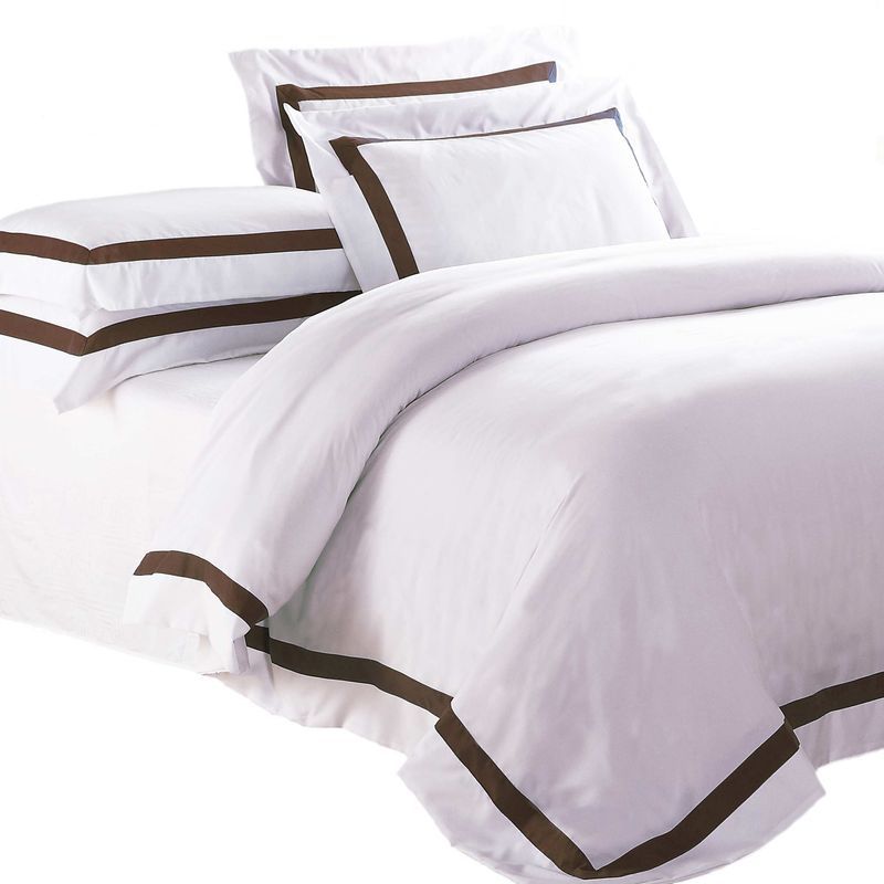 Ava Collection White Quilt Cover Set - Espresso Trim