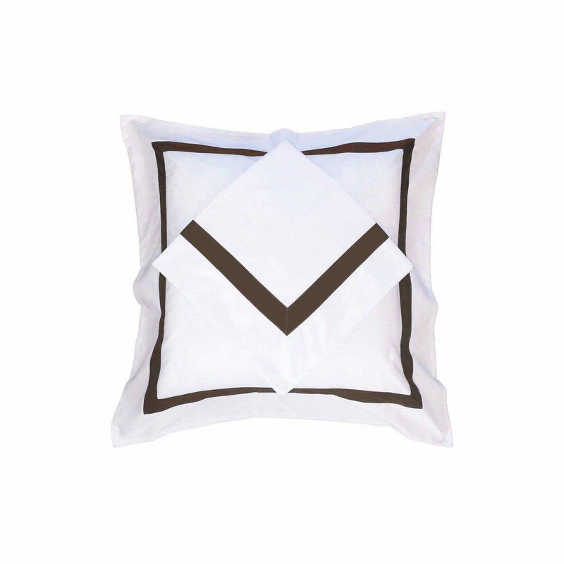 Ava Collection European Pillowcase Set - Espresso Trim