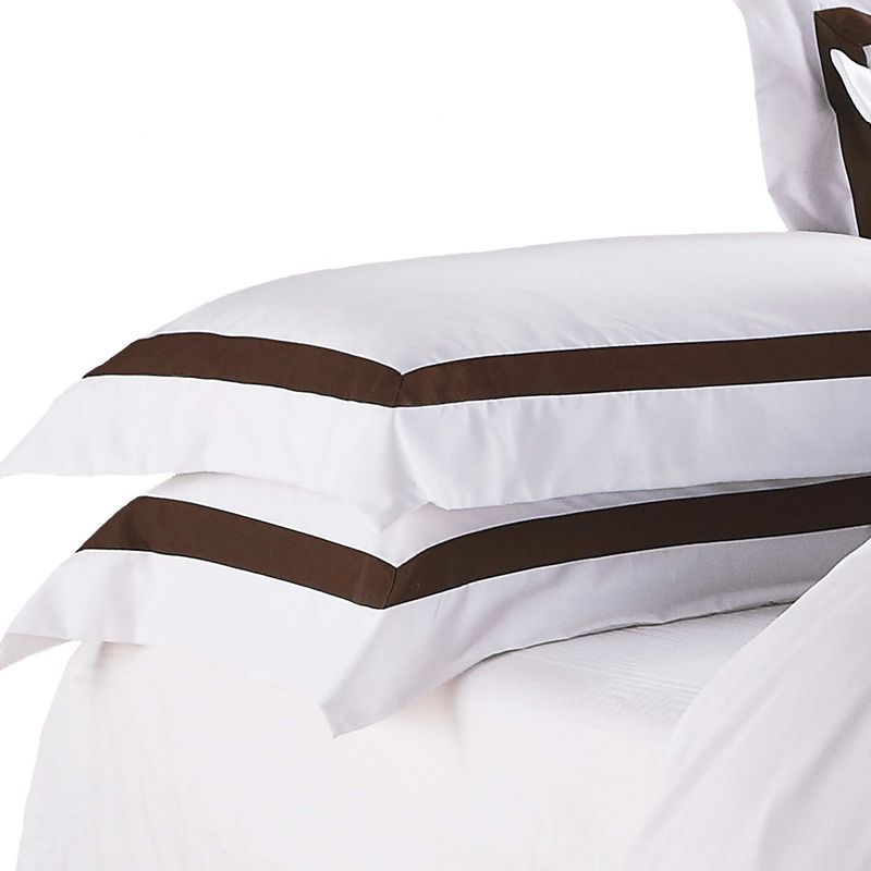 Ava Collection Standard Pillowcase Set - Espresso Trim