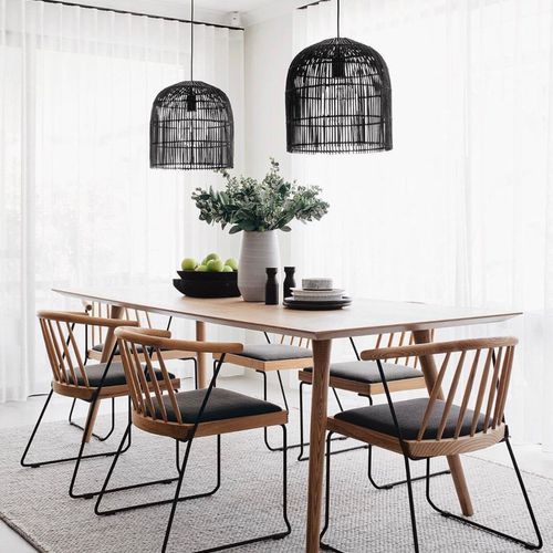 Sienna | Black Rattan Cane Wicker Pendant Light