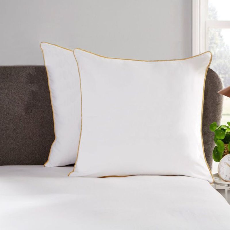 Plaza Collection European Pillowcase Set - Gold Piping