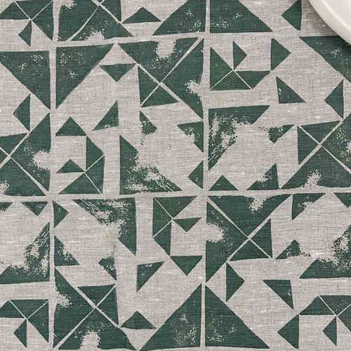 Hand-printed 100% Linen Tea Towel - Foundation, Green
